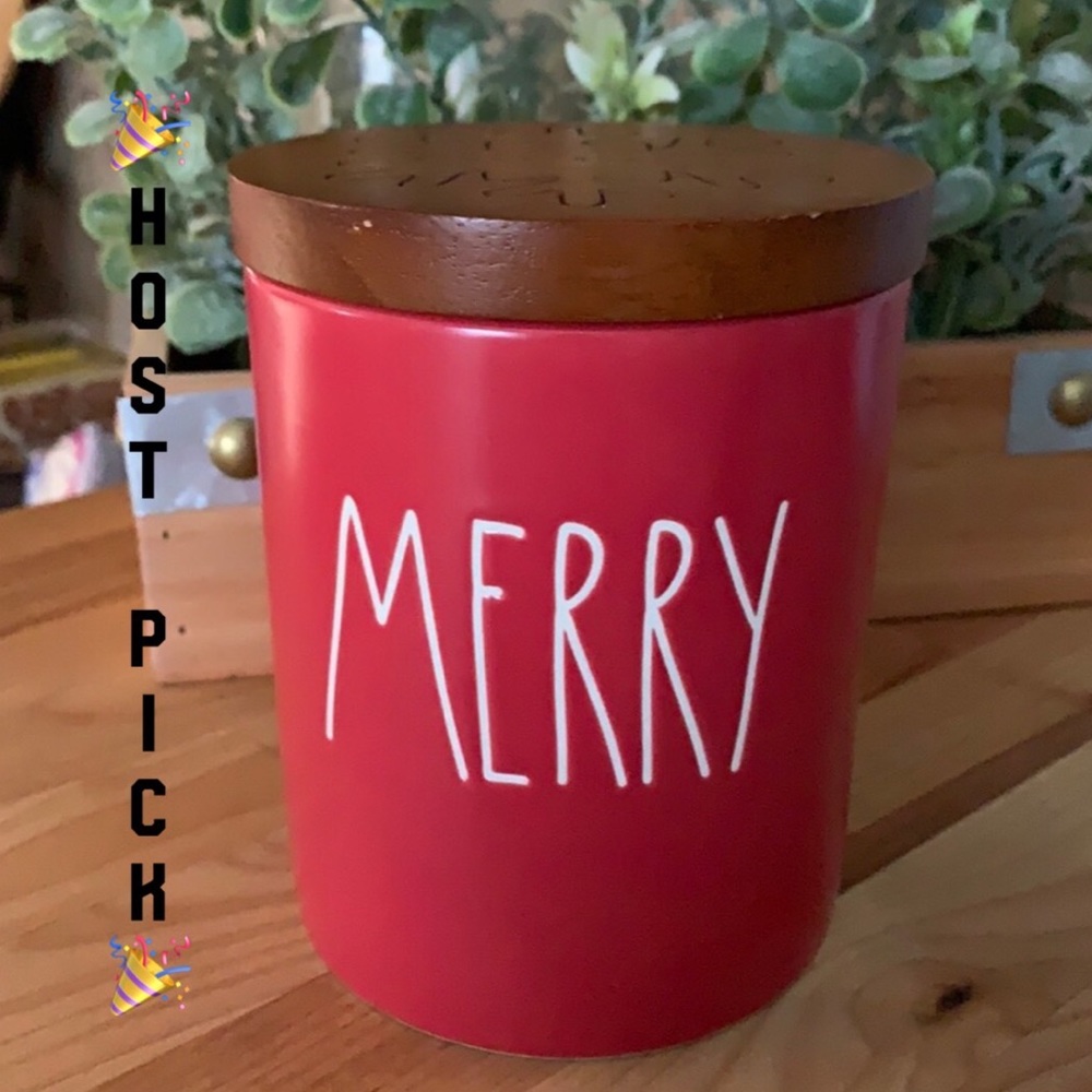 Rae Dunn “MERRY” Red Ceramic Lidded Canister